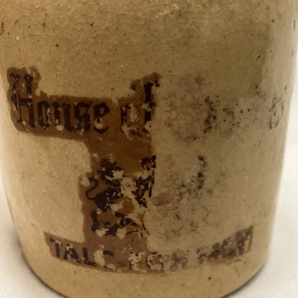 HOUSE OF TROYDON Stoneware Talc For Men Vintage Brown Crock Bottle w/ Cork